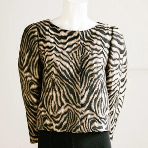 Boss Hugo Boss Textured Zebra Print Cropped Blazer